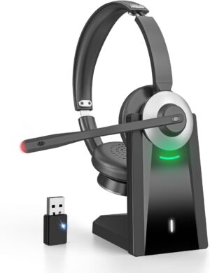 Wireless Headset with Microphone, AI Noise Cancelling Mic Headset for Work