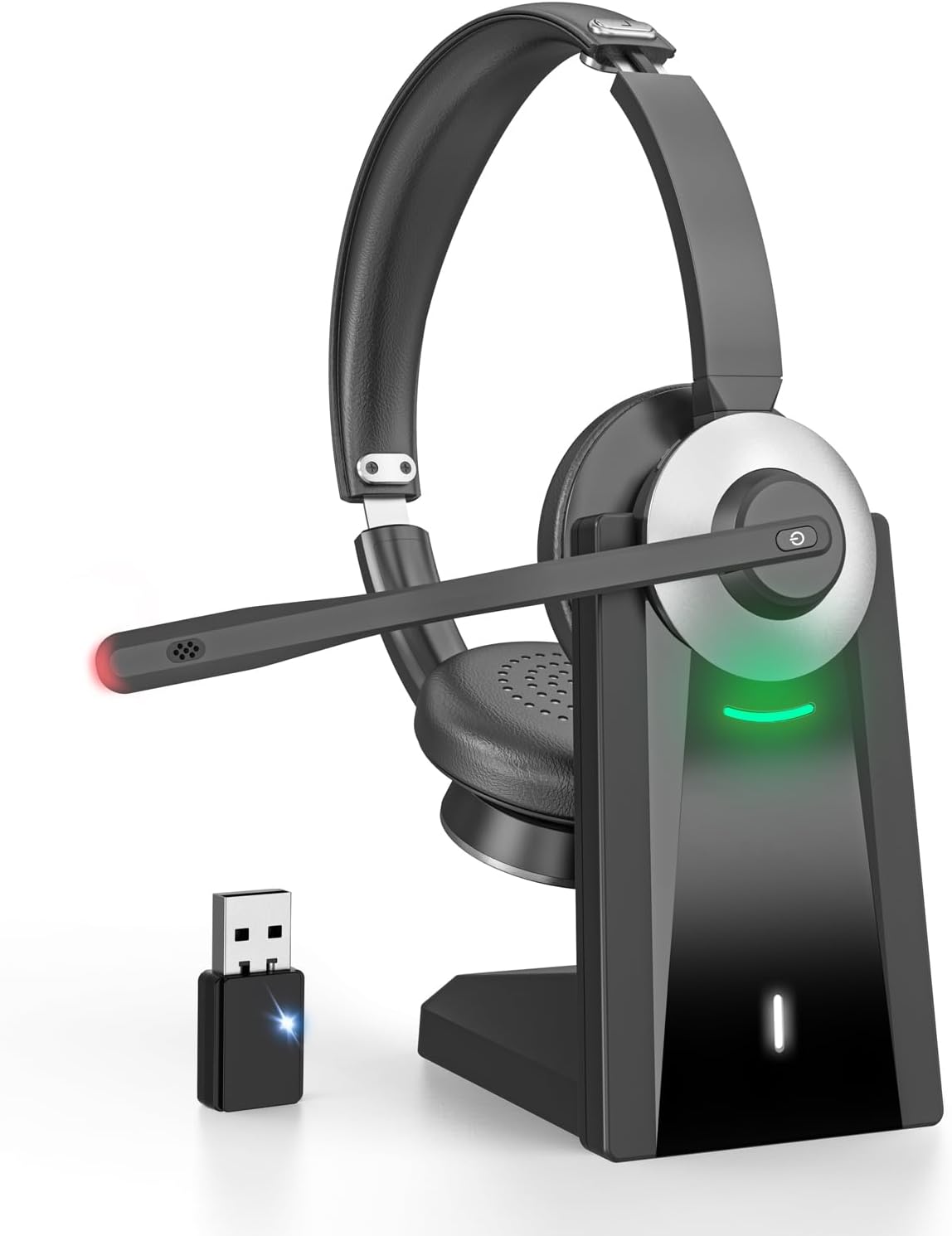 Wireless Headset with Microphone, AI Noise Cancelling Mic Headset for Work