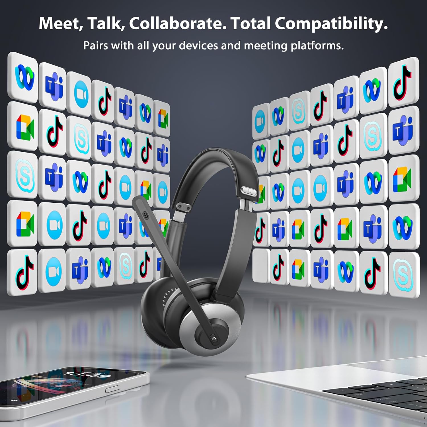 Wireless Headset with Microphone, AI Noise Cancelling Mic Headset for Work - Image 6