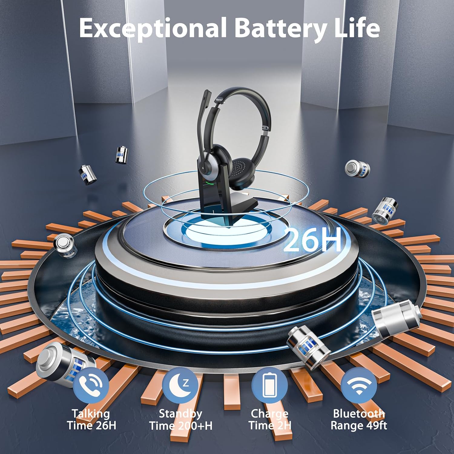 Wireless Headset with Microphone, AI Noise Cancelling Mic Headset for Work - Image 7